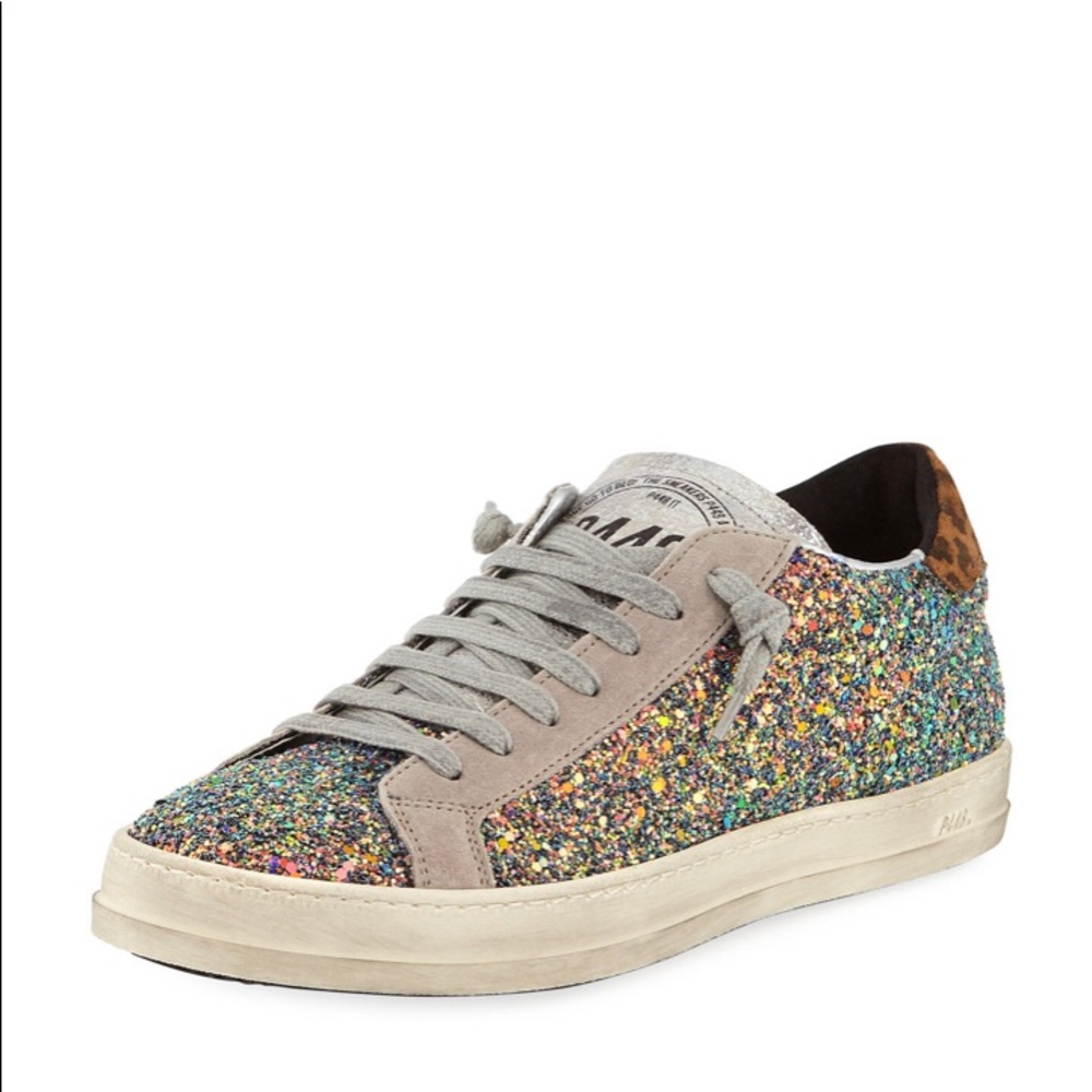 P448 women’s glitter and suede sneakers size 38